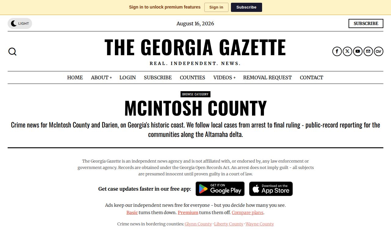 Unofficial McIntosh County crime news and booking-record category