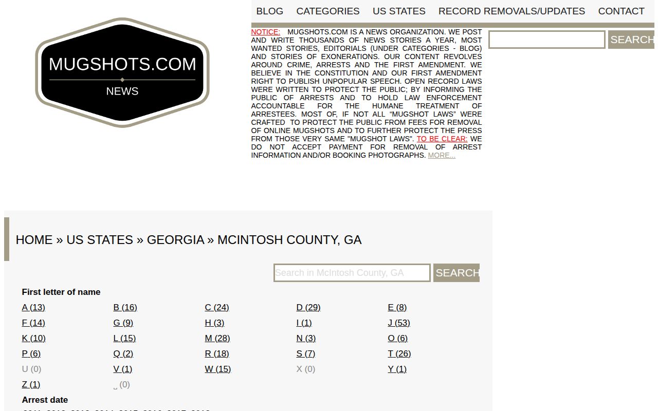 Unofficial historical McIntosh County mugshot archive landing page